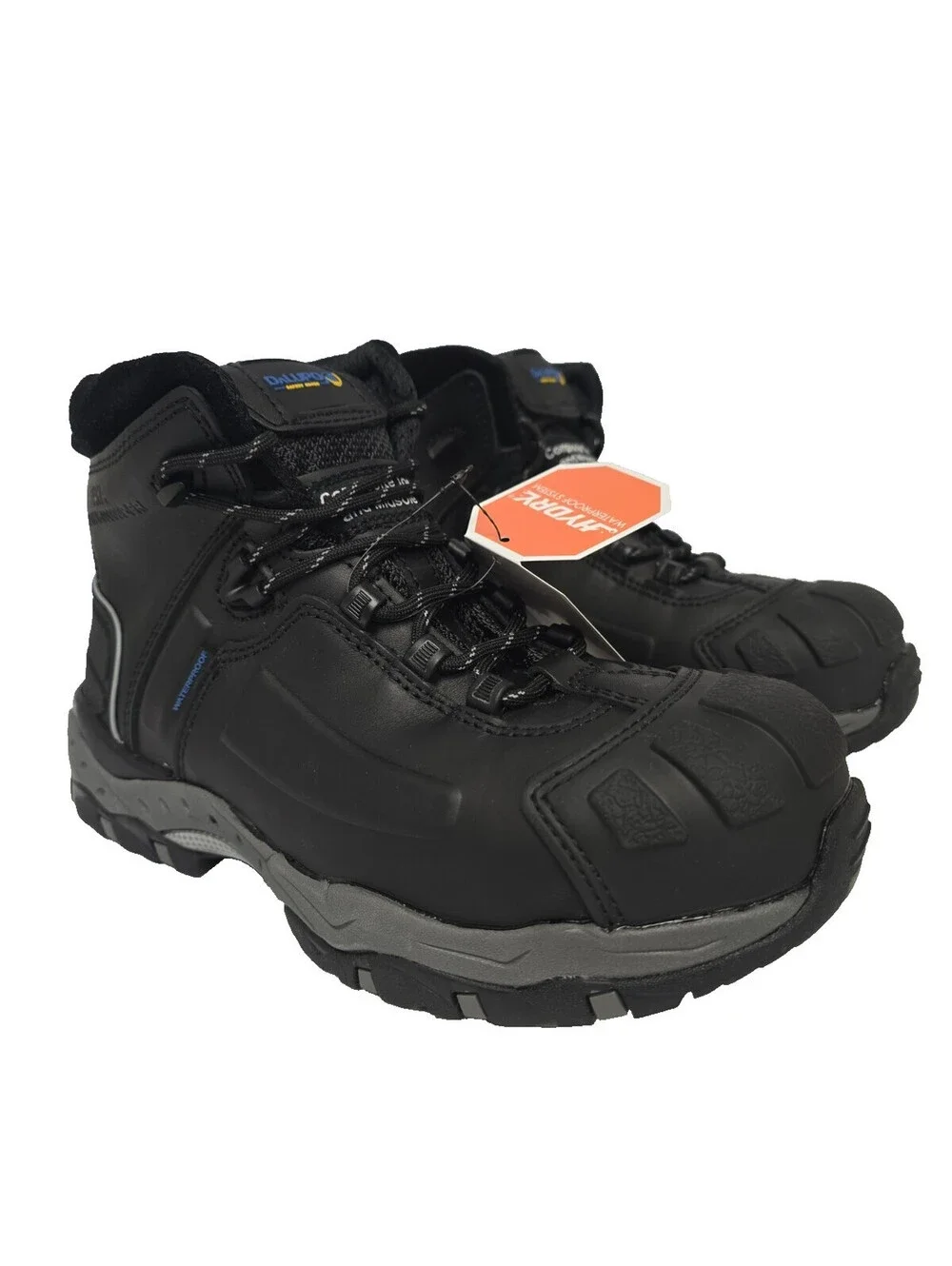 Dalupo Men's Composite Toe Waterproof Work Boot Black Gray Size 9M